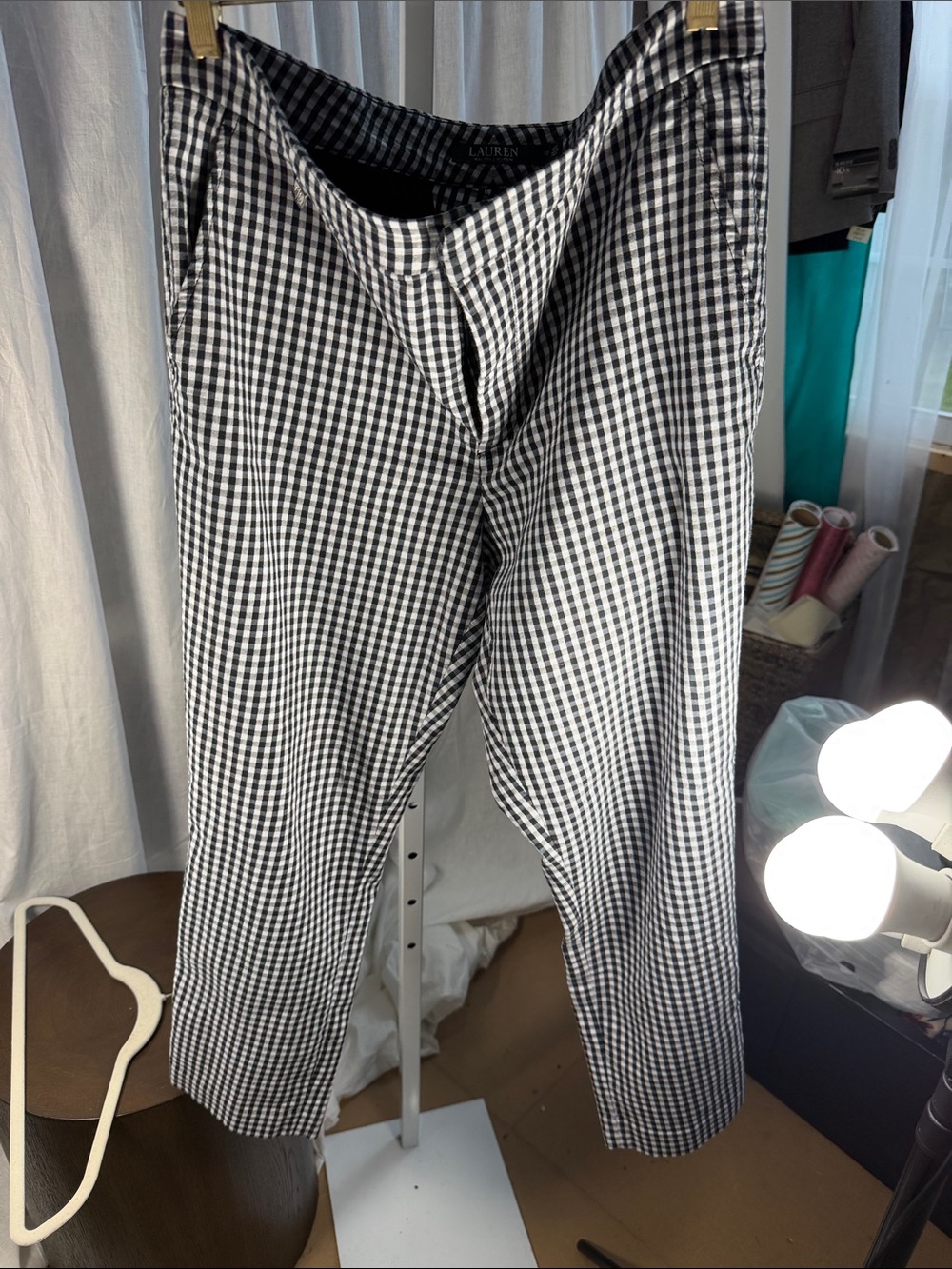 Lauren Ralph Lauren Black & White Gingham Chinos
